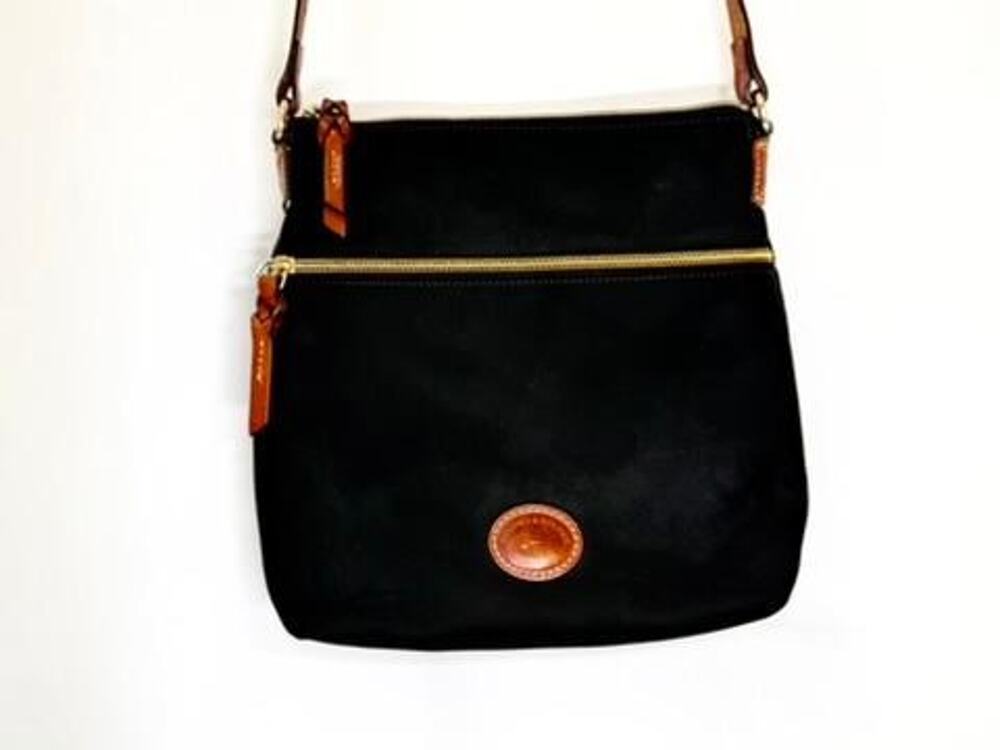Dooney & Bourke Nylon Crossbody Bag Black Leather Trim Messenger Shoulder Purse